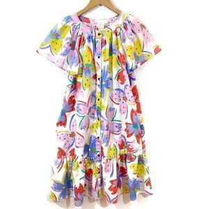 Vintage Floral Colorful Snap Button Dress